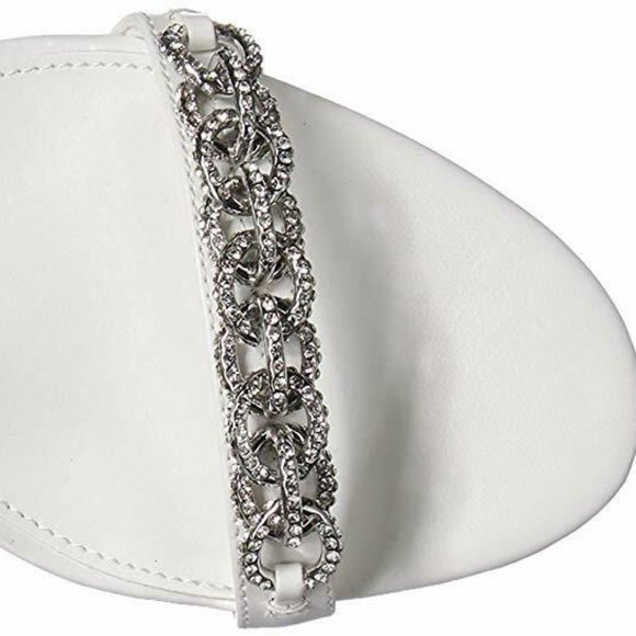 Calvin Klein" Reem 2" Ankle Strap Sandal In White Leather - Picture 2 of 16